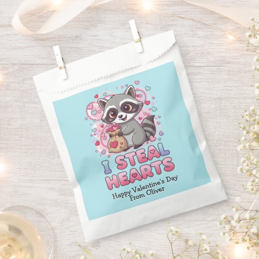 Personalized Cute Raccoon Classroom Valentine Geschenktütchen (Ausgeschnitten)