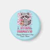 Personalized Cute Raccoon Classroom Valentine Magnet (Vorne)