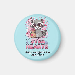 Personalized Cute Raccoon Classroom Valentine Magnet