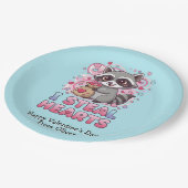 Personalized Cute Raccoon Classroom Valentine Pappteller (Schrägansicht)