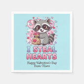 Personalized Cute Raccoon Classroom Valentine Serviette (Vorderseite)