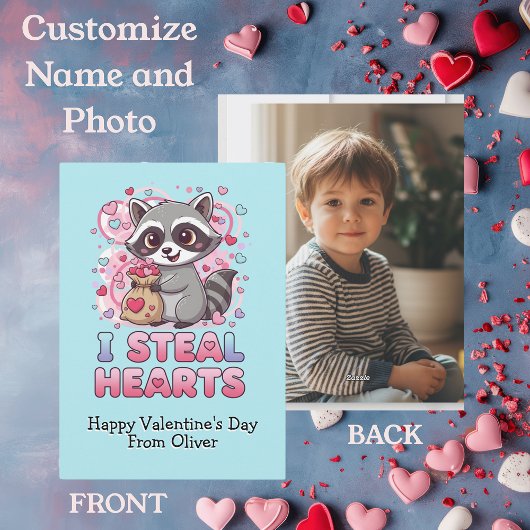 Personalized Cute Raccoon Valentine Feiertagskarte
