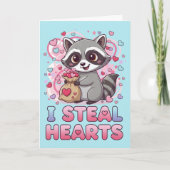 Personalized Cute Raccoon Valentine Karte (Vorderseite)