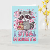 Personalized Cute Raccoon Valentine Karte (Gelbe Blume)