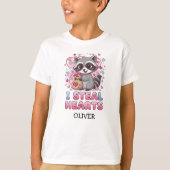 Personalized Cute Raccoon Valentine's Day T-Shirt (Vorderseite)