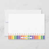 Personalized Cute Rainbow Pencils Teacher Note Dankeskarte (Vorderseite)