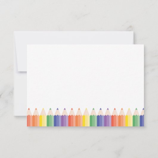 Personalized Cute Rainbow Pencils Teacher Note Dankeskarte (Rückseite)