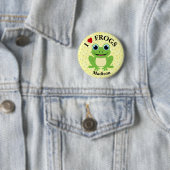 Personalized Cute Red Heart I Love Frogs Button (Beispiel)
