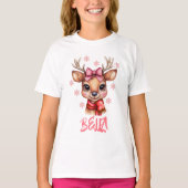 Personalized Cute Reindeer Girl Christmas Tee (Vorderseite)