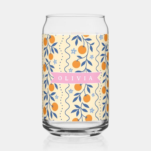 Personalized cute retro citrus folk pattern dosenglas (Rückseite)