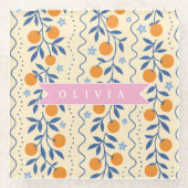 Personalized cute retro citrus folk pattern glasuntersetzer (Vorderseite)