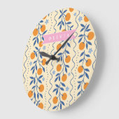 Personalized cute retro citrus folk pattern große wanduhr (Winkel)