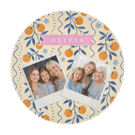 Personalized cute retro citrus folk pattern schneidebrett (Vorderseite)