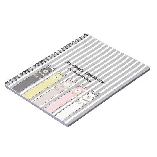 Personalized Cute Retro Colorful Llamas Notebook Notizblock (Linke Seite)