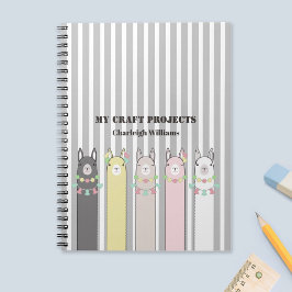 Personalized Cute Retro Colorful Llamas Notebook Notizblock