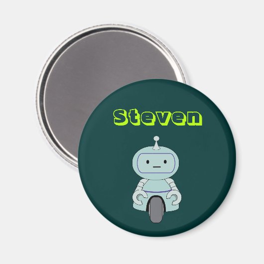 Personalized Cute Robot Illustration Magnet (Vorderseite/Rückseite)