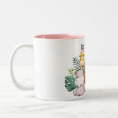 Personalized Cute Safari Animals Kids Name Zweifarbige Tasse (Links)