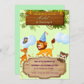 Personalized Cute Safari Birthday Party Invitation Einladung (Vorne/Hinten)