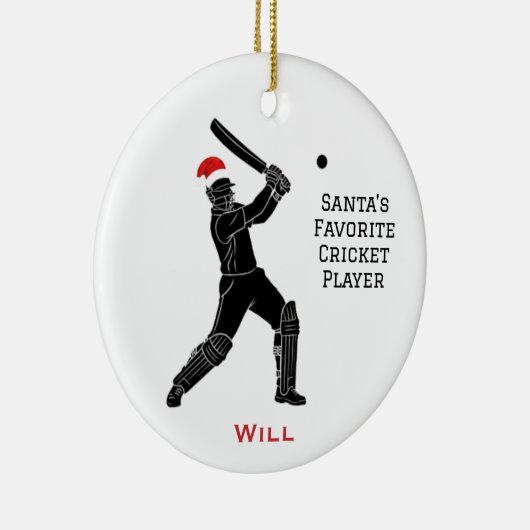 Personalized Cute Santa Playing Cricket Keramik Ornament (Rechts)