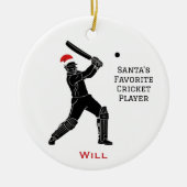 Personalized Cute Santa Playing Cricket Keramik Ornament (Vorne)