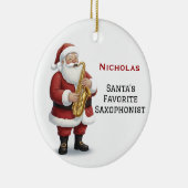 Personalized Cute Santa Playing Saxophone Keramik Ornament (Rechts)