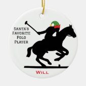 Personalized Cute Santa's Elf Playing Polo Keramik Ornament (Vorne)