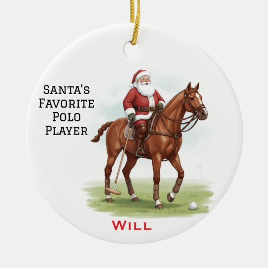 Personalized Cute Santa's Favorite Horse Polo  Keramik Ornament (Vorne)