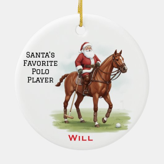 Personalized Cute Santa's Favorite Horse Polo Keramik Ornament (Hinten)