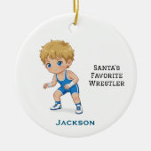 Personalized Cute Santa's Favorite Wrestler Keramik Ornament (Vorne)