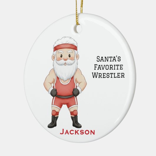 Personalized Cute Santa's Favorite Wrestler Keramik Ornament (Links)