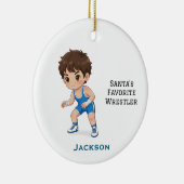Personalized Cute Santa's Favorite Wrestler Keramik Ornament (Rechts)