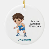 Personalized Cute Santa's Favorite Wrestler Keramik Ornament (Hinten)