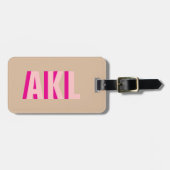 Personalized Cute Shadow Monogram Pink Beige Gepäckanhänger (Vorderseite horizontal)