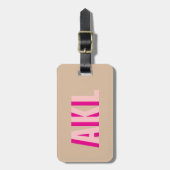Personalized Cute Shadow Monogram Pink Beige Gepäckanhänger (Vorderseite vertikal)
