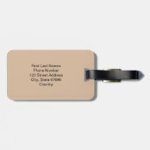 Personalized Cute Shadow Monogram Pink Beige Gepäckanhänger (Rückseite horizontal)