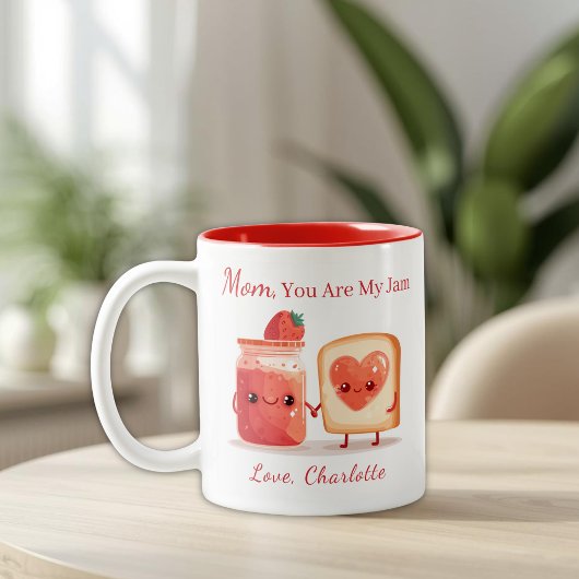 Personalized Cute Strawberry Jam Mothers Day Gift  Zweifarbige Tasse