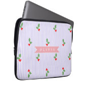 Personalized Cute Striped Holiday Christmas Holly  Laptopschutzhülle (Vorne Rechts)