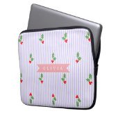 Personalized Cute Striped Holiday Christmas Holly  Laptopschutzhülle (Vorderseite Links)
