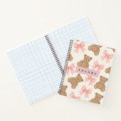 Personalized Cute Teddy Bear and Pink Bow Pattern Notizblock (Innenseite)