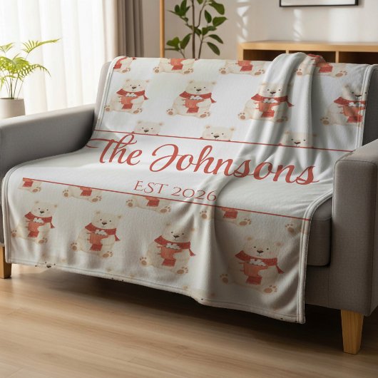 Personalized cute teddy bear  fleecedecke