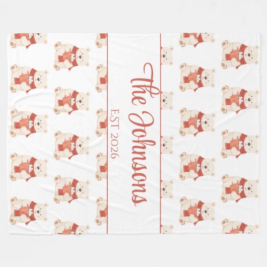 Personalized cute teddy bear fleecedecke (Vorderseite (Horizontal))