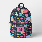 Personalized Cute Trendy Mermaid Monogram  Bedruckter Rucksack (Vorderseite)