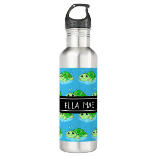 Personalized Cute Turtle Cartoon Name  Edelstahlflasche