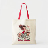 Personalized Cute Watercolor Girl Bicycle & Brews  Tragetasche (Vorne)