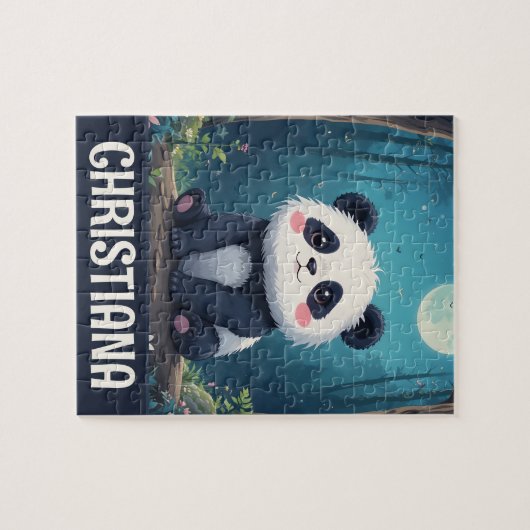 Personalized Cute Whimsical Panda in a Forest Puzzle (Horizontal)