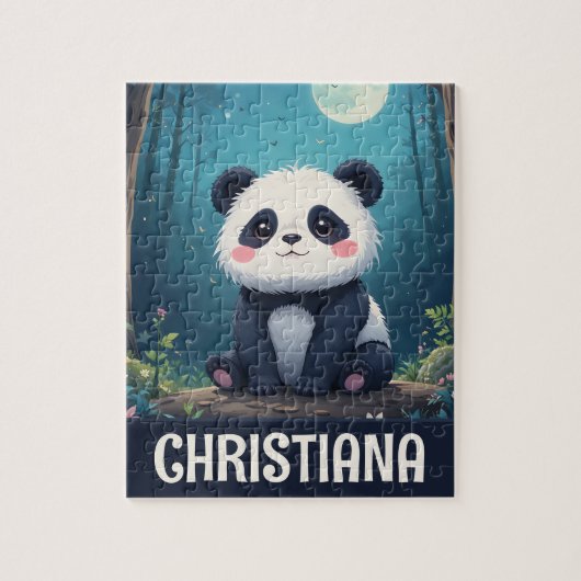 Personalized Cute Whimsical Panda in a Forest Puzzle (Vertikal)