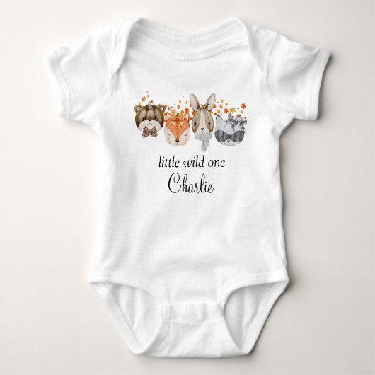 Personalized Cute Woodland Fall Baby Strampler (Vorderseite)