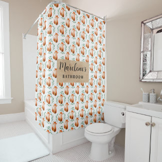 Personalized Cute woodland Fox kids bathroom Duschvorhang
