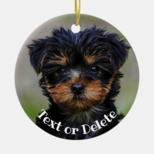 Personalized Cute Yorkie Puppy Keramik Ornament