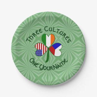 Personalized Czechia Ireland USA Shamrock Party Pappteller
